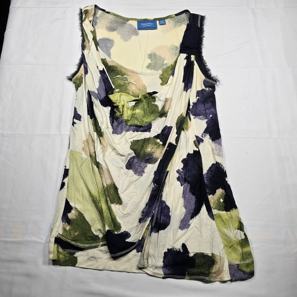 Simply Vera Wang Women's PXS Watercolor Blouse Quiet Luxury Career